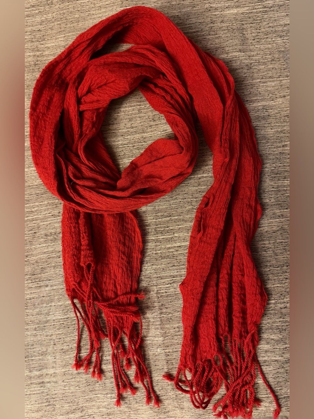 100% cotton fall red orange scarf. Excellent condition